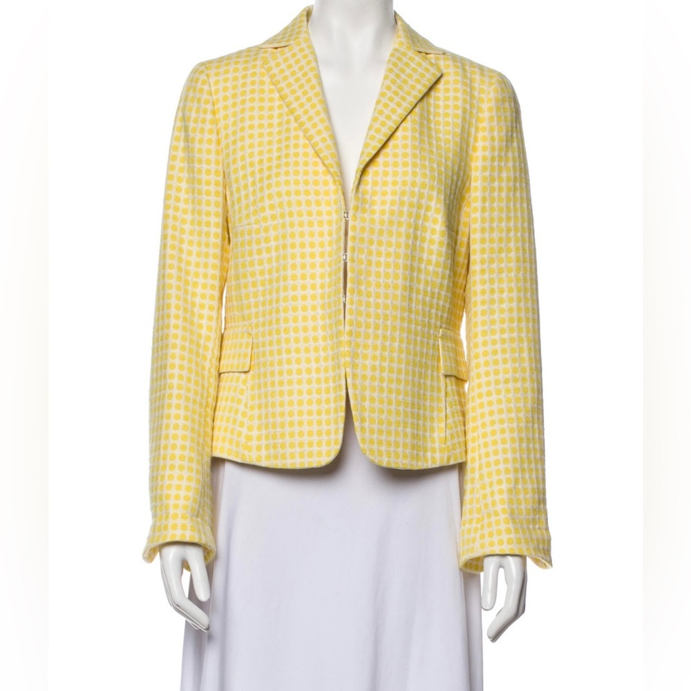 Akris Punto , Plaid Print Blazer , yellow & white , size M